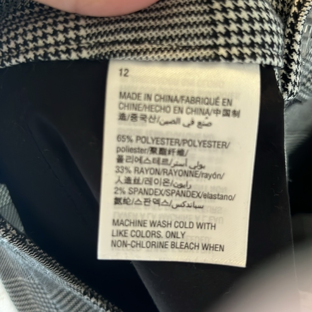 Maison Jules NWT Stardust Houndstooth Plaid Flat Front Slim Cropped Pants Sz 12 - Picture 13 of 13